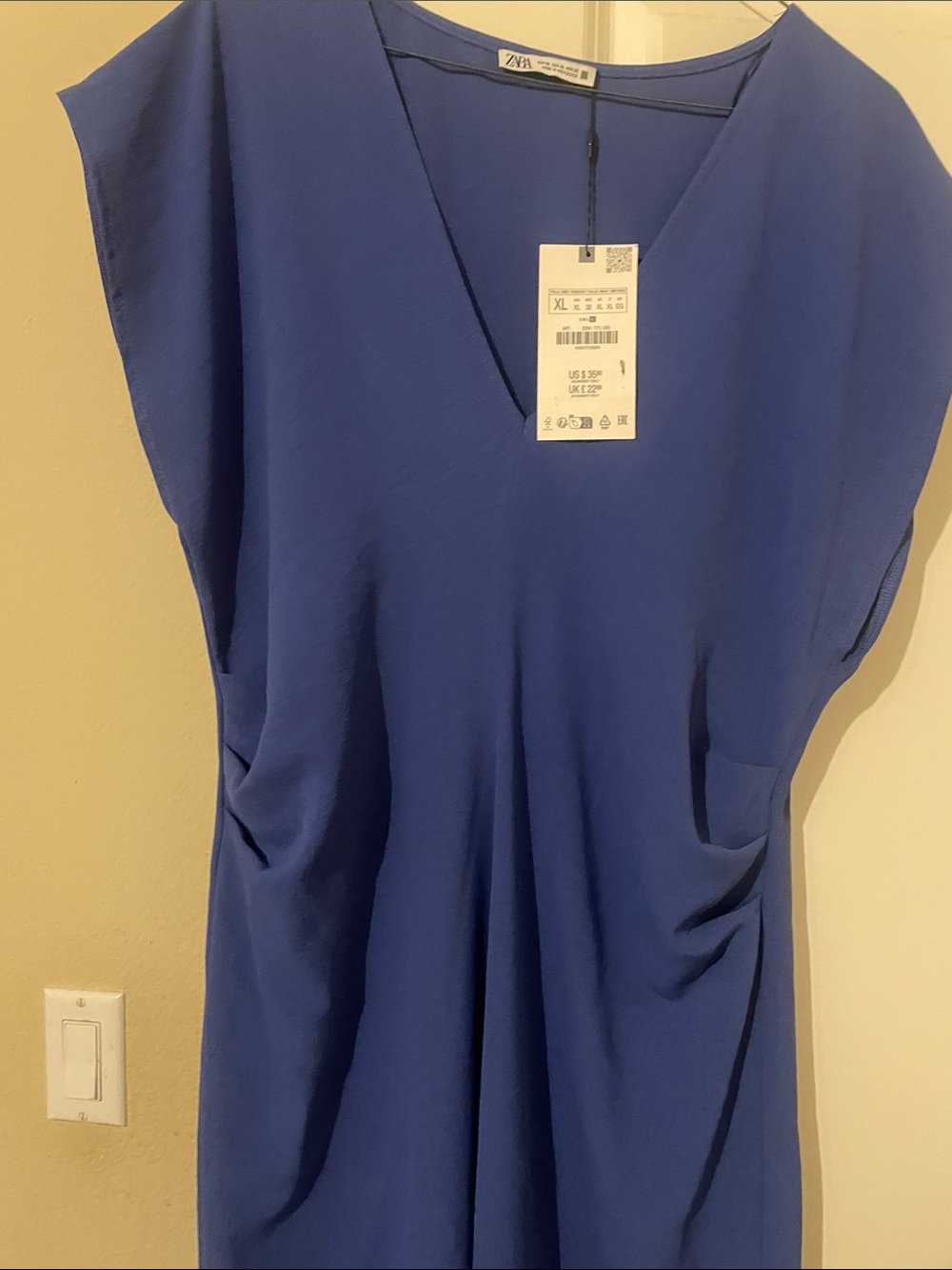 ZARA Cobalt Blue V-Neck Top